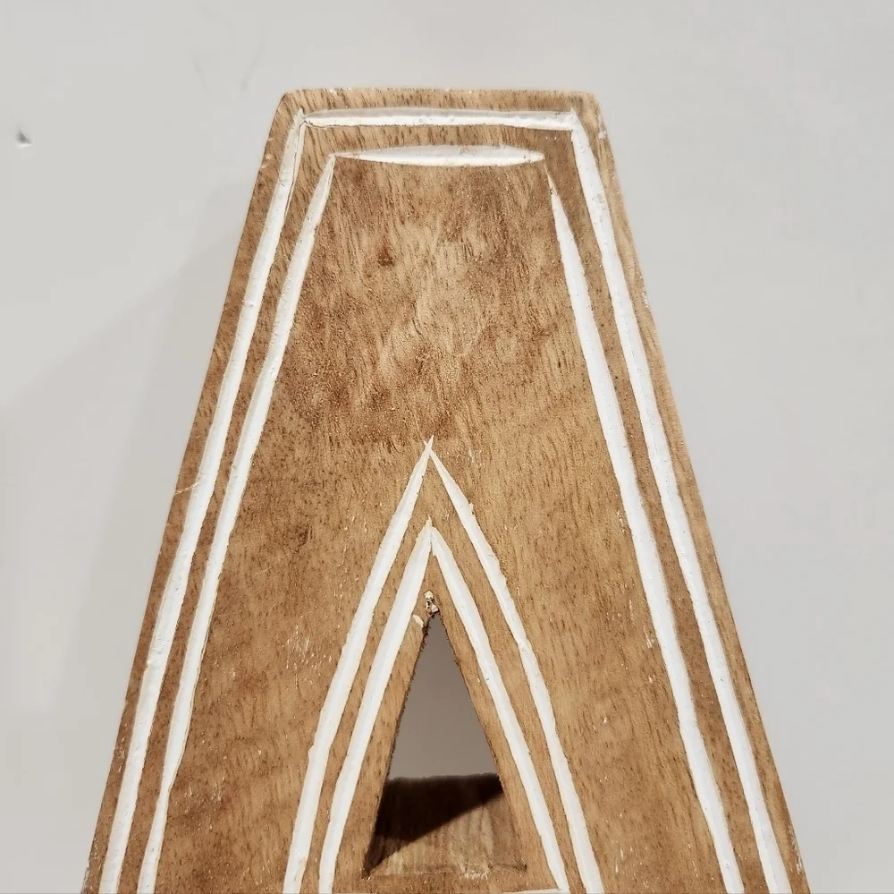 Wooden Block Letter Monogram Initial Rustic Etched Home Decor